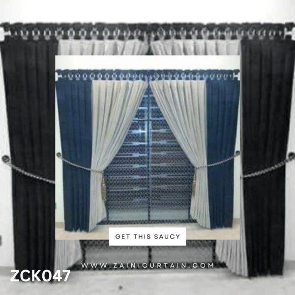 Beautiful White and Blue Grommet Curtains Set - Stylish Home Décor