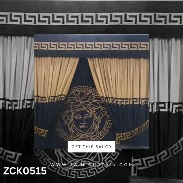 Double Gradient Theme Large Stamp Curtain and Blind set