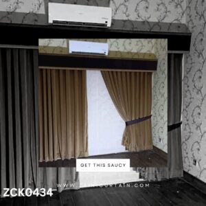 Light Brown Color Plain Curtain and White Background Blind Set