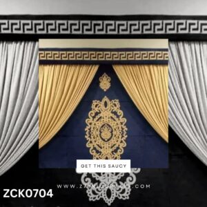 Golden Yellow with Navy blue theme Curtain Blind