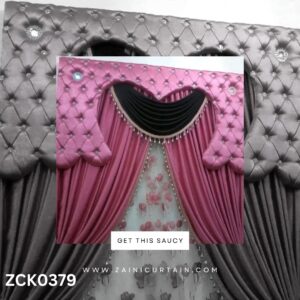 Pink and Black Curtain With Pink and White Background Curtains and Blind Set