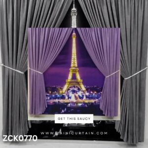 Plain Purple with Printed background curtain Blind