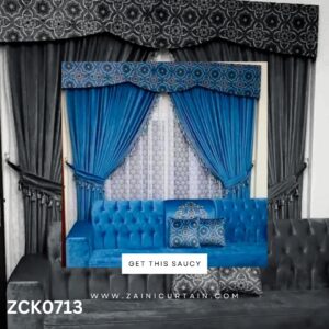 Pure Sunset blue with Pattern Design Curtain Blind