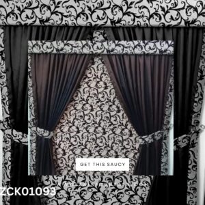 Printed Header With Black Curtain & Blind Set