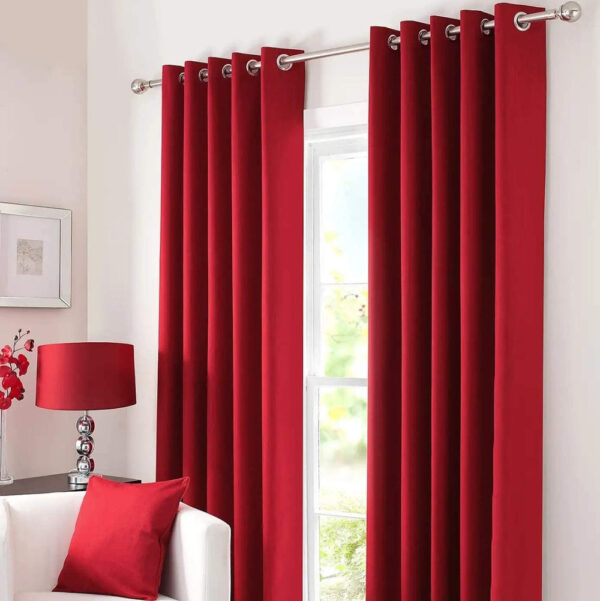 Red Plain Cotton Curtain