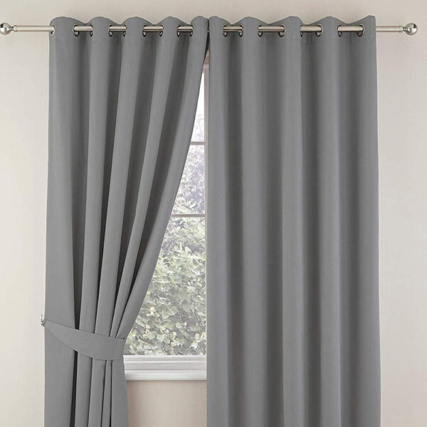 Grey Plain Cotton Curtain