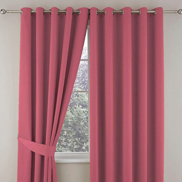 Pink Plain Cotton Curtain