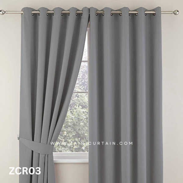 Grey Plain Cotton Curtain