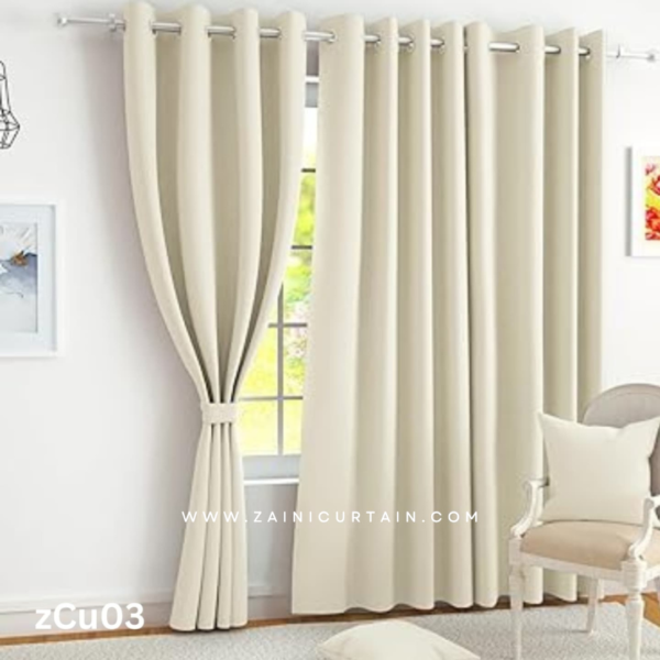 Off White Plain Cotton Curtain