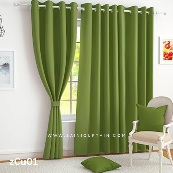 Green leaf Plain Cotton Curtain