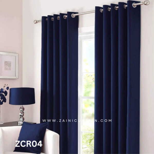 Dark Blue Plain Cotton Curtain