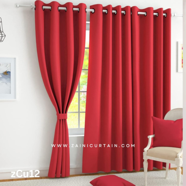 Light red Plain Cotton Curtain