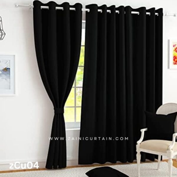 Black Plain Cotton Curtain