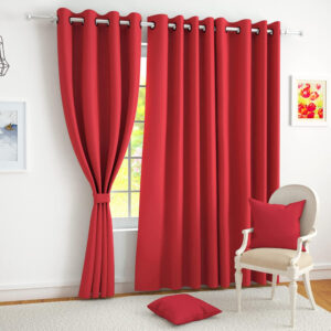 Light red Plain Cotton Curtain