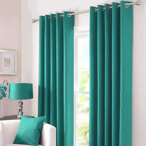 Sea Green Plain Cotton Curtain