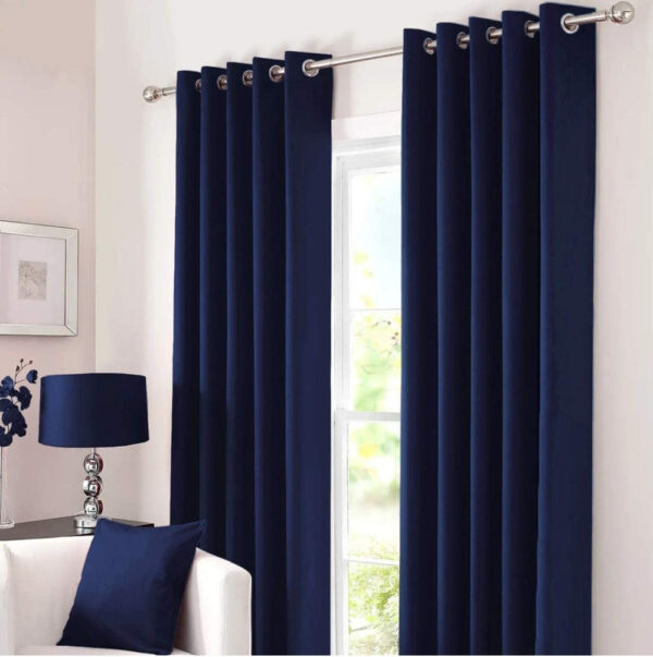 Dark Blue Plain Cotton Curtain