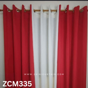 Red & White Plain Curtain