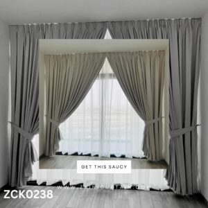Khaki with Shefoon White Curtain & Blind Set