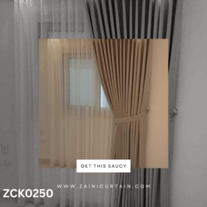 Shefoon White with Camel Color Curtain Blind