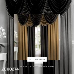 Metallic Gold & Black Theme with Jhoomer header Curtain Blind