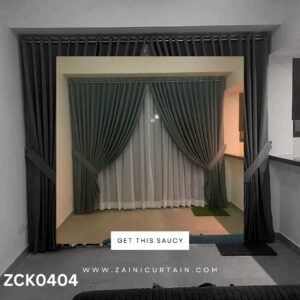 Velvet Hunter Green Colour Curtain and White Shefoon Curtain set