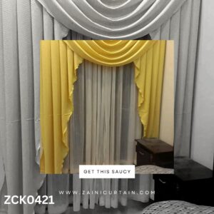 Yellow Silk & Off-White Shefoon curtains