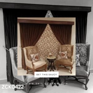 Brown Curtains with Flowers Curtain Blind Set