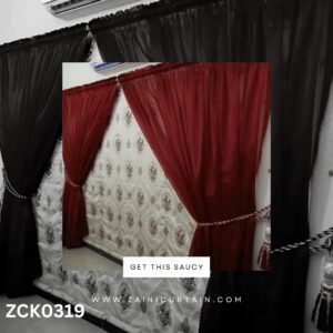 Red and White Bunch Curtains & Blind Set