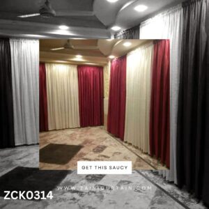 Plain Red & White Curtains Blind