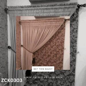 Beautiful One Side Design Curtains and Blind Set