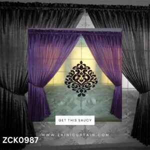Elegant Purple and White Curtain and Blind Set