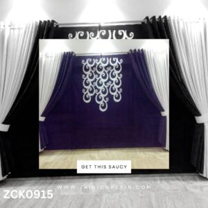 Dark Purple & White with Beautiful Laser Work Curtain Blind