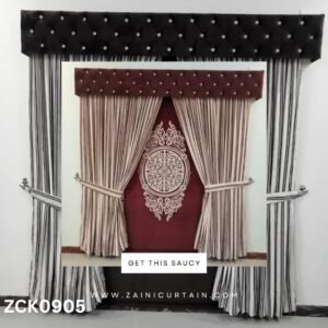 Diamond Header with Maroon & Skin Theme Curtain Blind