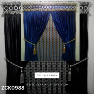Velvet Blue Curtain & Blind Set
