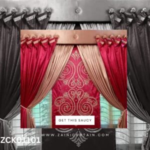 Gold Shimmer & Red Theme Bunch Curtain Blind