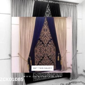 Navy Blue and Beige with Stylish Bunch Design