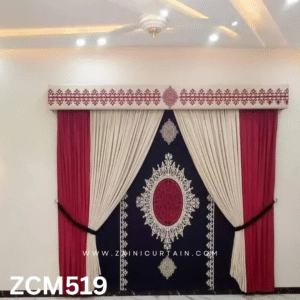 Maroon Cream & Black Drawing Room Curtain