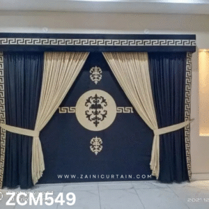 Navy Blue & Skin Living Room Curtain